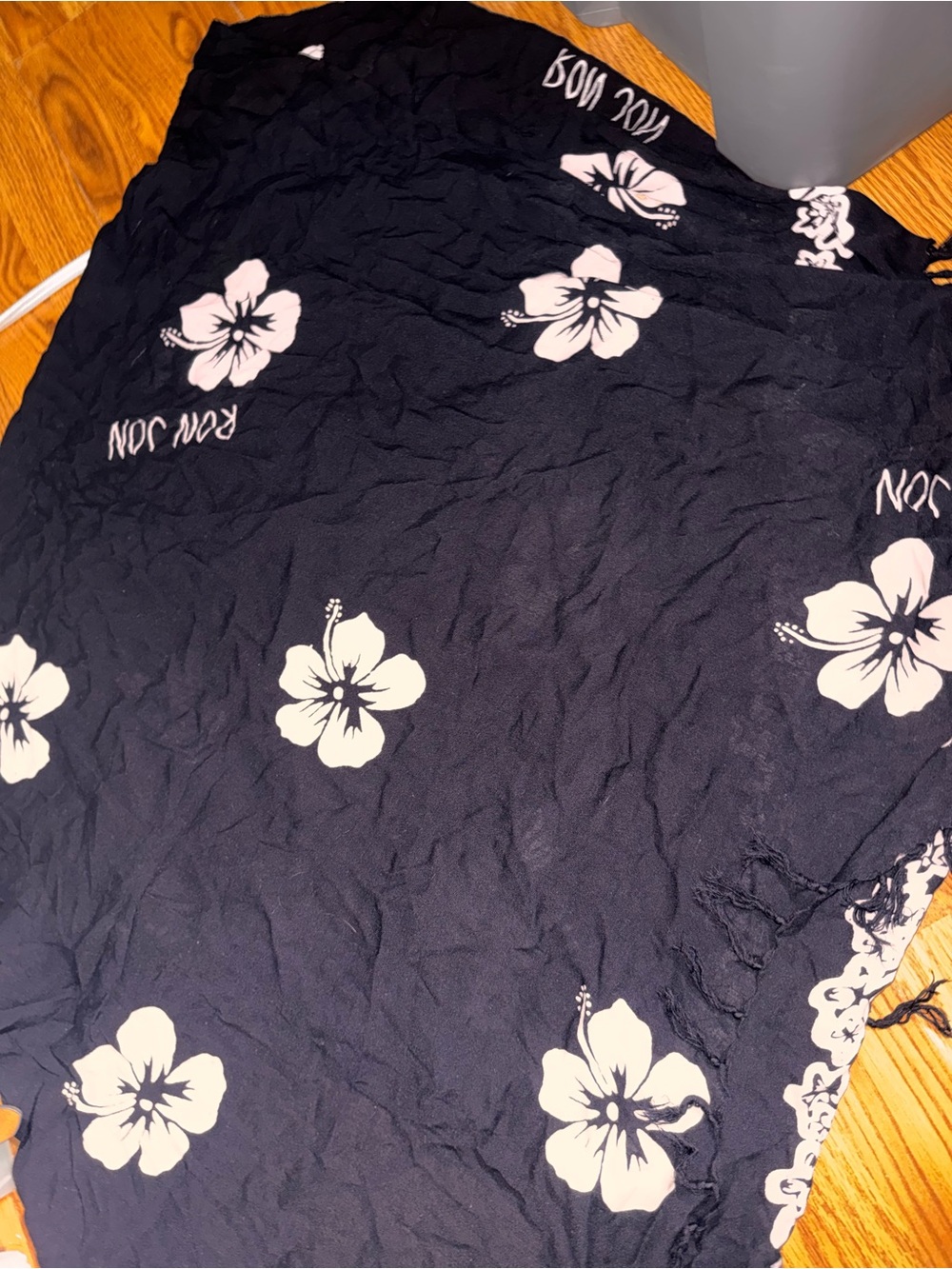 Ron Jon Black Floral Hibiscus scarf Wrap